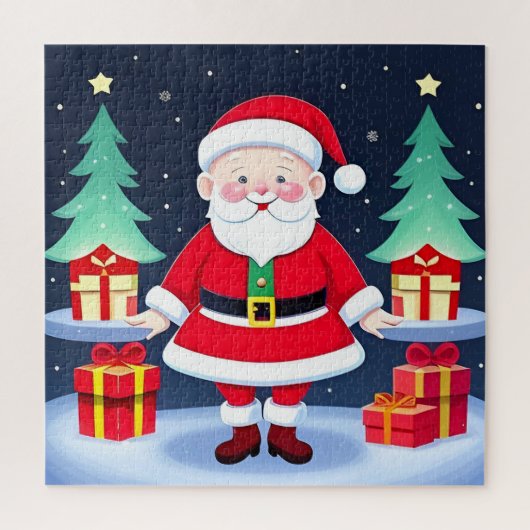 Kerstman en cadeaus legpuzzel (Verticaal)