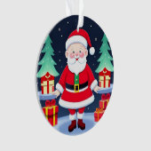 Kerstman en cadeaus ornament (voorkant)