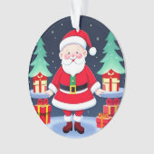 Kerstman en cadeaus ornament (voorkant)
