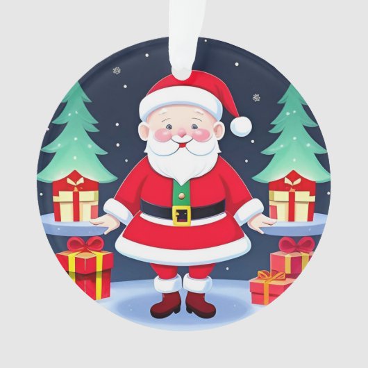 Kerstman en cadeaus ornament (voorkant)