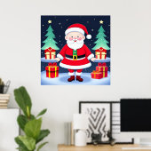 Kerstman en cadeaus poster (Thuiskantoor)