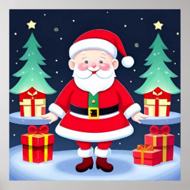 Kerstman en cadeaus poster