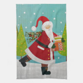 Kerstman en cadeaus theedoek (Verticaal)