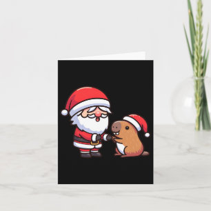 Kerstman en capibara geven toddler jongens een hig kaart