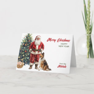 Kerstman en Collie-hond Kerstmis Feestdagen Kaart