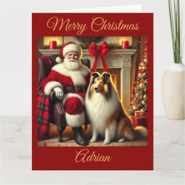 Kerstman en Collie in feestelijke kerstscène Kaart