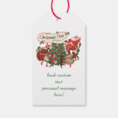 Kerstman en dansende kinderen in vintage stijl cadeaulabel (Achterkant)