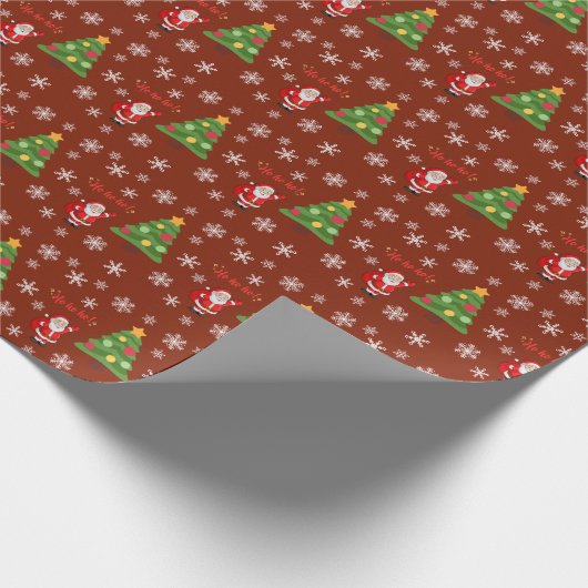 Kerstman en de kerstboom cadeaupapier (Hoek)