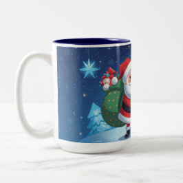 Kerstman en de rendieren kerst tweekleurige koffiemok