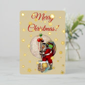 Kerstman en de smalle schoorsteen Kerstmis Folie Uitnodiging (Staand Voorkant)