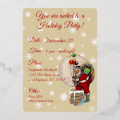 Kerstman en de smalle schoorsteen Kerstmis Folie Uitnodiging (Achterkant)