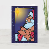 Kerstman en de Ster Feestdagen Kaart (Voorkant)