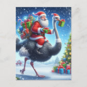 Kerstman en de struisvogel Feestelijke Kerstmis Briefkaart (Voorkant)
