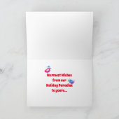 Kerstman en de vogels strand Vrolijk kerstfeest Feestdagen Kaart (Binnen)