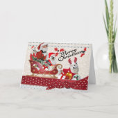 Kerstman en de Vrolijke Kerstkaarten van Helpers Feestdagen Kaart (Voorkant)