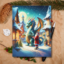 Kerstman en draak op de Noordpool met Kerstmis ai