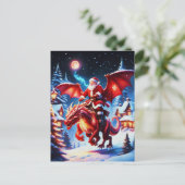 Kerstman en draak op kerstavond briefkaart (Staand voorkant)