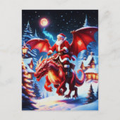Kerstman en draak op kerstavond briefkaart (Voorkant)