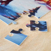 Kerstman en draak op kerstavond legpuzzel (Zijkant)