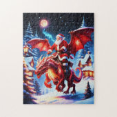 Kerstman en draak op kerstavond legpuzzel (Verticaal)