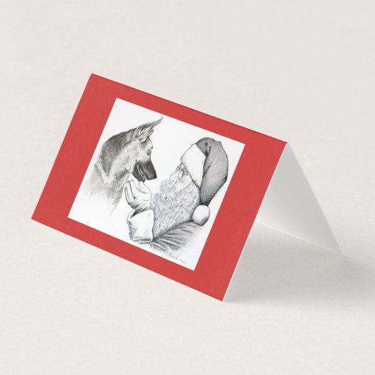 Kerstman en Duitse herder Kerstmis Kaart (Voorkant)