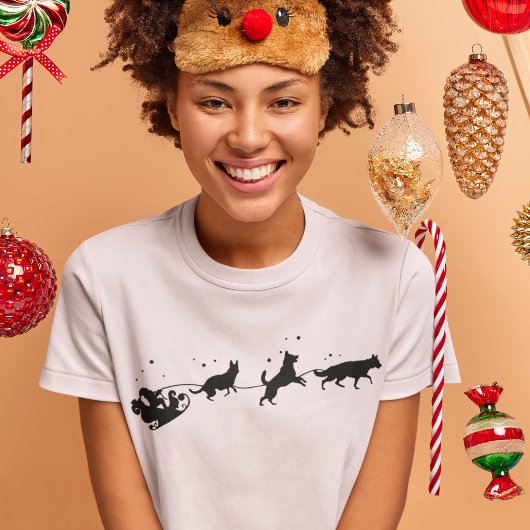 Kerstman en Duitse herder schaduw Kerstmis T-shirt