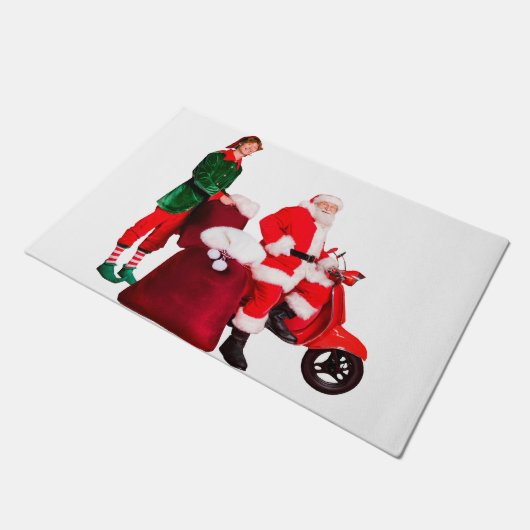 Kerstman en een elfdeurmat deurmat (Schuin)