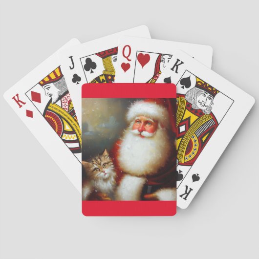 Kerstman en een kat (2) pokerkaarten (Achterkant)