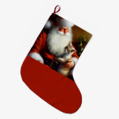 Kerstman en een kat 3 grote kerstsok (Voorkant (Hangend))