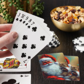 Kerstman en een kat (4) pokerkaarten (Insitu)