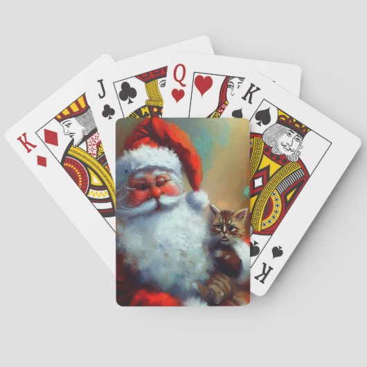 Kerstman en een kat (4) pokerkaarten (Achterkant)