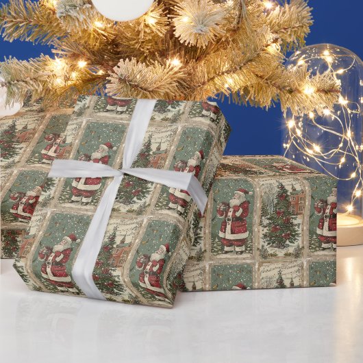 Kerstman en een kerstboom cadeaupapier (Feestdagen)