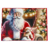  kerstman en een puppy kerst groot cadeauzakje (Voorkant)