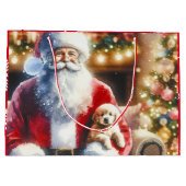  kerstman en een puppy kerst groot cadeauzakje (Achterkant)