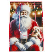 kerstman en een puppy kerst medium cadeauzakje (Achterkant)