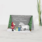 Kerstman en Eenhoorn Magische Kerst Gelukkig Nieuw Feestdagen Kaart (Voorkant)