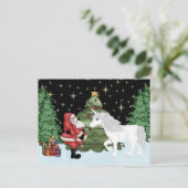 Kerstman en Eenhoorn Magische Kerstvakantie Feestdagenkaart (Staand voorkant)