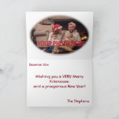 Kerstman en Eland Zoenende Uitklapbare Kerstkaart Kaart (Binnen)