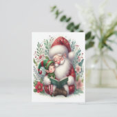 Kerstman en Elf 3 Briefkaart (Staand voorkant)
