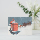 kerstman en Elf Chimney met Kerstmis Briefkaart (Staand voorkant)