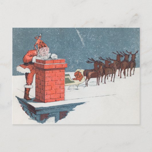 kerstman en Elf Chimney met Kerstmis Briefkaart (Voorkant)
