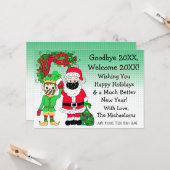 Kerstman en Elf in de gevallenzaal Kaart (Voorkant / Achterkant in situ)