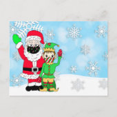 Kerstman en Elf in Mondkapje Brief van Kerstman Bl Feestdagenkaart (Voorkant)