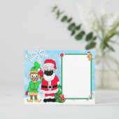 Kerstman en Elf in Mondkapjes Brief van de Kerstma Feestdagenkaart (Staand voorkant)