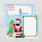 Kerstman en Elf in Mondkapjes Brief van de Kerstma Feestdagenkaart (Voorkant / Achterkant)