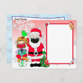 Kerstman en Elf in Mondkapjes Brief van Kerstman B Feestdagenkaart (Voorkant / Achterkant)