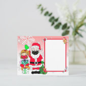 Kerstman en Elf in Mondmasker Brief van Kerstman B Feestdagenkaart (Staand voorkant)