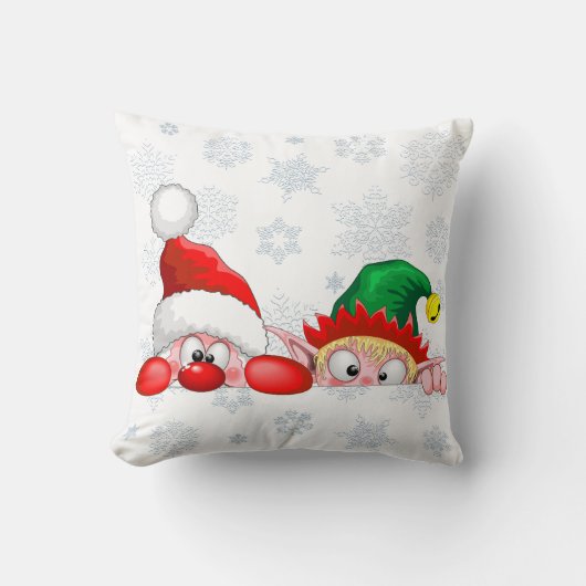 Kerstman en Elf Schattige en grappige karakters gl Kussen (Voorkant)
