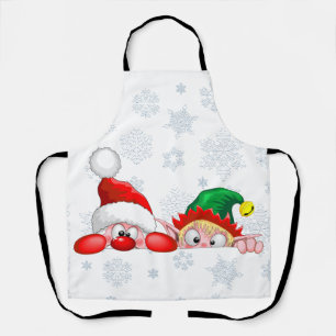 Kerstman en Elf Schattige en grappige karakters gl Schort