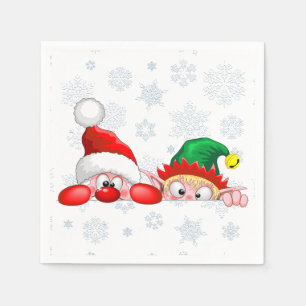 Kerstman en Elf Schattige en grappige karakters gl Servet